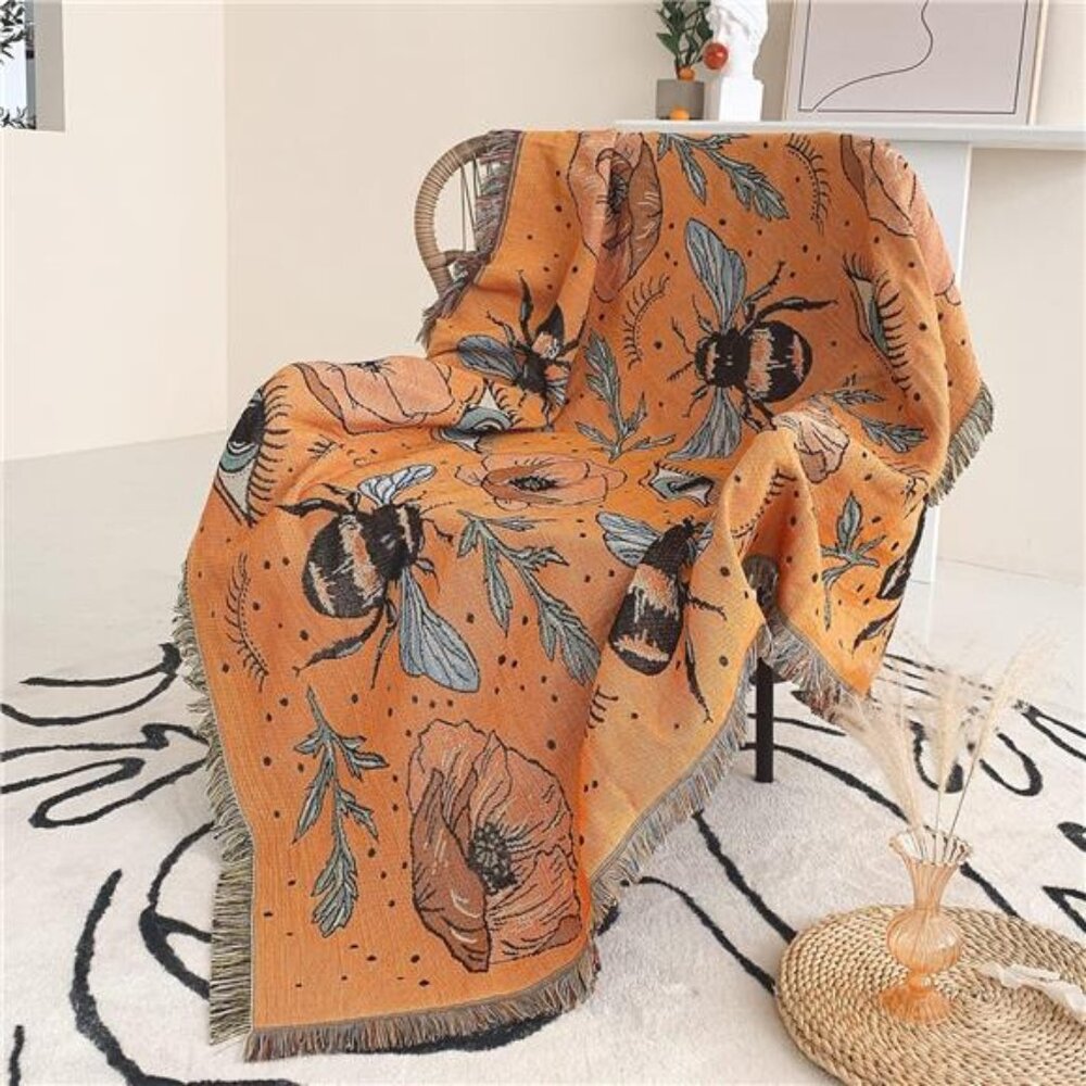 Boho Throw Blanket Reversible Cotton Hippie Room Decor (50'x60')